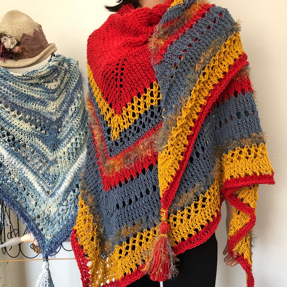 Hand Knits 2 Love Cotton Shawl Tassels Designer